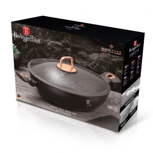 Τηγάνι Wok με καπάκι, 30 cm, Μαύρο Rose Collection - Img 4
