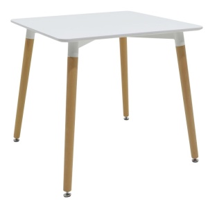 Τραπέζι Natali MDF επιφάνεια Λευκό πόδια naturale 80x80x73 cm