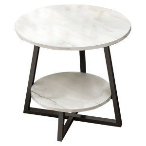 Τραπεζάκι σαλονιού Rota MDF χρώμα Λευκό aspect Μάρμαρο - Μαύρο D60x60cm