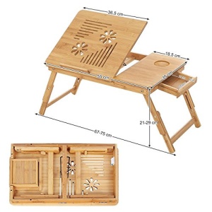 Τραπεζάκι laptop, Songmics, Φυσικό, 55x35x(21-29) cm - Img 6