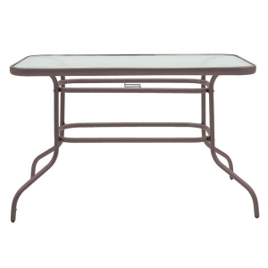 Τραπέζι κήπου Vallor από μέταλλο Καφέ-γυαλί 110x60x70 cm - Img 2