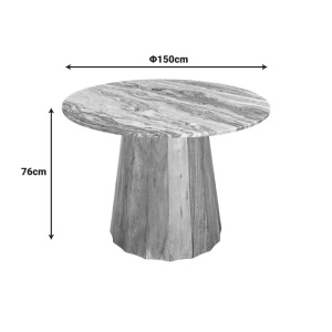 Τραπέζι Ezerdian boho Φυσικό 150x150x76 cm - Img 5
