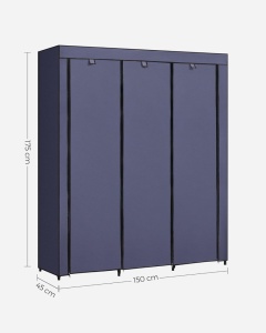 Υφασμάτινη ντουλάπα Songmics Navy 150x45x175 cm - Img 6