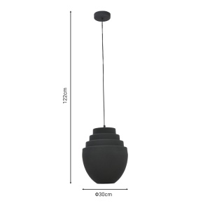 Φωτιστικό οροφής Kelsy E27 μαύρο μεταλλικό 30x30x122 cm - Img 4