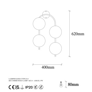 Φωτιστικό Τοίχου Jewel, Χρυσό, 40x26x62 cm - Img 7