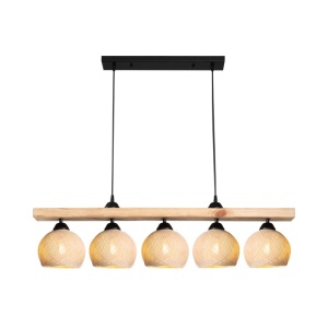 Φωτιστικό Salote, Pako World, E27, 5 λαμπτήρες, Καφέ-Κρεμ, 100x18x24 cm - Img 3