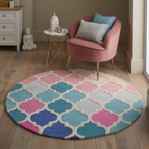Χαλί Rosella Ροζ/Μπλε 160X160 cm, rotund, Flair Rugs