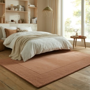 Χαλί Textured Wool Border Πορτοκαλί 120X170 cm, Flair Rugs