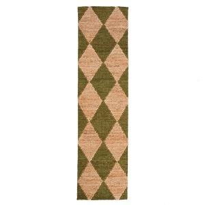 Χαλί διάδρομος Effie Diamond Jute Λαδί 80x230 cm, Flair Rugs - Img 2