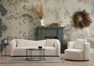 3θέσιος καναπές Asos Κρεμ 225x76x75 cm
