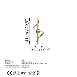 Aplica Likma Auriu 16x41x25 cm - Img 6