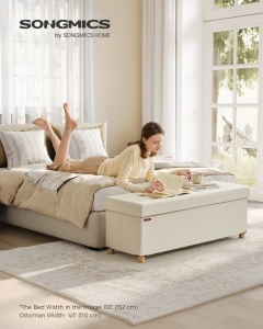 Bancuta hol cufar cu depozitare Melisa Crem 110x38x40 cm - Img 2