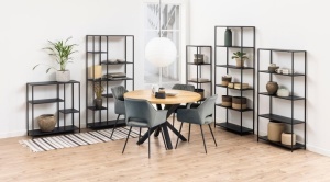 Biblioteca Newcastle, Negru, 86x79.5x30 cm