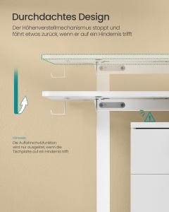 Birou reglabil pe inaltime, Balok, Songmics, Alb, 160x80x120 cm - Img 5