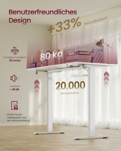 Birou reglabil pe inaltime, Balok, Vasagle, Alb, 160x80x120 cm - Img 5