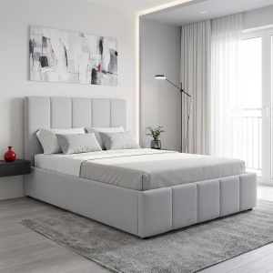 Cadru de pat Rovio, Gri, 212x108x100 cm