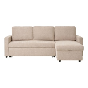 Canapea cu sezlong extensibila Belfast, Nisip inchis, 218x150x87 cm - Img 5