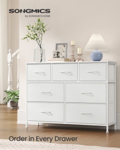 Comoda metalica cu sertare, Bellah, Songmics, Alb, 98.8x30x73.7 cm - Img 2