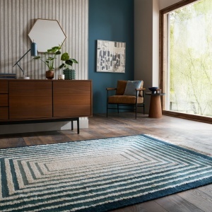 Covor Boucle Wool Frame Albastru 200x300 cm