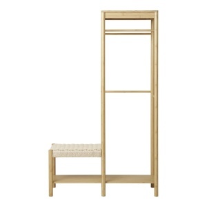 Cuier cu banca Ember, Natural, 95x36x165 cm - Img 5