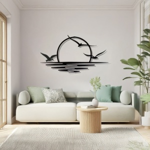 Decoratiune de perete din metal, Kenfio, Negru, 0.2x60x40 cm - Img 2