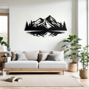 Decoratiune de perete din metal, Mirolo, Negru, 0.2x70x50 cm - Img 2