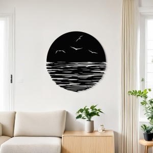 Decoratiune de perete din metal, Seline, Negru, 0.2x40x40 cm - Img 2
