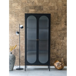 Dulap vitrina Adelaide, Negru, 35x80x180 cm - Img 3