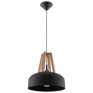 Lustra suspendata Casco din lemn, Negru 30x30x85 cm