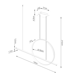 Lustra suspendata LED Glad Negru 3000K 120x20x212 cm - Img 10