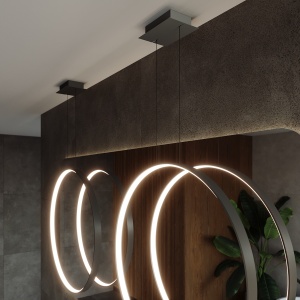 Lustra suspendata LED Rio Negru 3000K 55x16x150 cm - Img 15