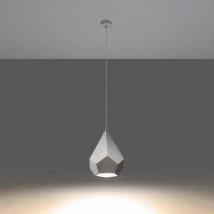 Lustra suspendata Pavlus din ceramica Alb 25x25x135 cm - Img 3