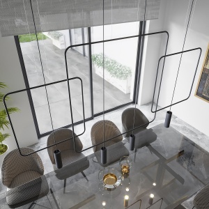 Lustra suspendata Rana Negru 61x6x175 cm - Img 6