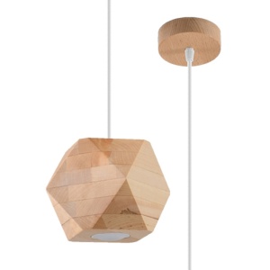 Lustra suspendata Woody din lemn, Natural 12x12x120 cm