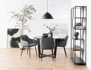 Masa dining Amble, Negru, 75x110x110 cm