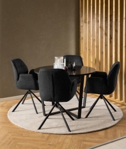 Masa dining Amble, Negru, 75x110x110 cm - Img 3