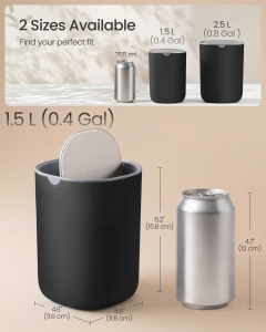 Mini Cos de gunoi pentru birou Parri, Negru, 11.6x11.6x15.8 cm - Img 3