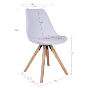 Scaun dining Bergen, Alb, 55x48x86 cm - Img 3