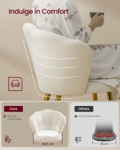 Scaun dining Laela, Crem, 62.5x60x80 cm - Img 5