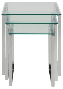 Set 3 piese Masute de cafea stivuibile Katrine, Transparent, 55x50x50 cm - Img 6