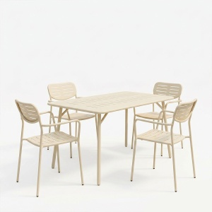 Set 5 masa si scaune gradina, Moraja, Crem, 80x140x72 cm - Img 2