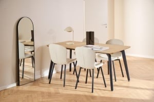 Set 5 piese Masa dining si Scaune Cadiz V5, Natural, 75x160x90 cm