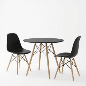 Set mobilier studenti masa si scaune dining, 3 buc, Relish, Negru, 80x80x73 cm - Img 2