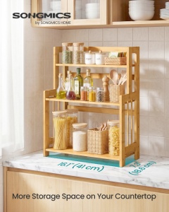 Suport pentru condimente, Bambou, Songmics, Natural, 41x18.6x53.5 cm - Img 2