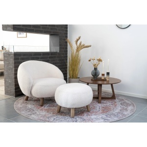 Taburet circular Savona, Alb, 47x56x41.5 cm - Img 2
