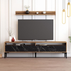 Έπιπλο TV Istanbul-Walnut, Μαύρο Marble