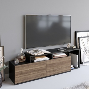 Έπιπλο TV Nexera-Μαύρο, Walnut