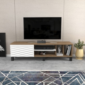 Έπιπλο TV Olyo-Walnut, Λευκό