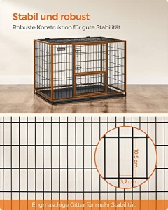 Ανθεκτικό Κλουβί Σκύλου, Feandrea, Μαύρο, 107.0x70.0x74.9 cm - Img 3