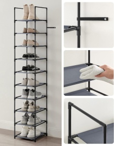 Αρθρωτή παπουτσοθήκη Γκρι Songmics 33x33x173 cm - Img 7